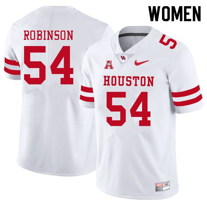 Women #54 Lance Robinson Houston Cougars College Football Jerseys Sale-White